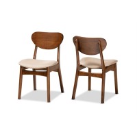 Baxton Studio Katya Sand Walnut Brown Finished Wood 2-Piece Dining Chair Set
