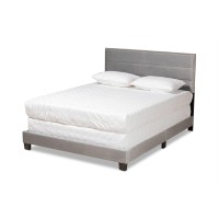 Baxton Studio Tamira Modern And Contemporary Glam Grey Velvet Fabric Upholstered Queen Size Panel Bed