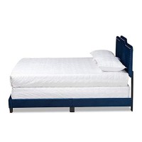 Baxton Studio Benjen Modern And Contemporary Glam Navy Blue Velvet Fabric Upholstered Full Size Panel Bed