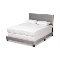 Baxton Studio Tamira Modern And Contemporary Glam Grey Velvet Fabric Upholstered Full Size Panel Bed