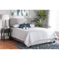 Baxton Studio Tamira Modern And Contemporary Glam Grey Velvet Fabric Upholstered Full Size Panel Bed