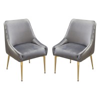 Quinn 2 Grey Velvet Fabricmetal Side Chairs By Diamond Sofa