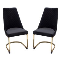 Vogue 2 Black Velvetgold Metal Side Chairs By Diamond Sofa