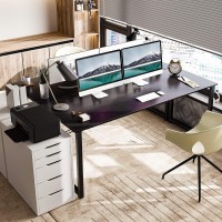 Coleshome 63 Inch Computer Desk, Modern Simple Style Desk For Home Office, Study Student Writing Desk,Black