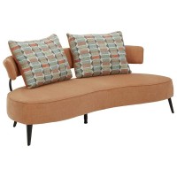 Signature Design By Ashley Hollyann Mid-Century Modern Sofa With 2 Back Pillows, Orange