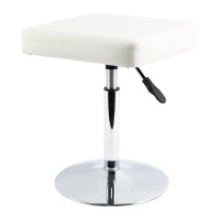 Furwoo Square Pu Leather Salon Stool Height Adjustable Step Stool Vanity Stool Counter Stool Manicure Stool Shop Stool Barber Work Bench Home Office Chair Stool Small White