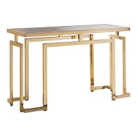 Furniture Of America Mahone Contemporary Glass Top Console Table In Gold