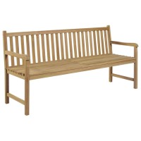 Vidaxl Patio Bench With Gray Cushion 68.9 Solid Teak Wood