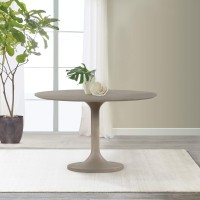 Armen Living Pippa Concrete And Metal Tulip Round Dining Table, Medium Grey