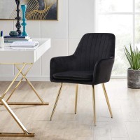 Altrobene Velvet Accent Chair, Living Room Bedroom Arm Chair, Home Office Desk Chair, Modern Dinging Chair, Girls Vanity Chair, Golden Finished, Beige
