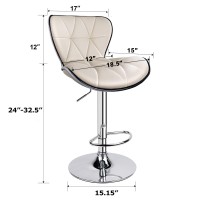 Leopard Shell Back Adjustable Swivel Bar Stools, Pu Leather Padded With Back, 1 Chair ( Beige )