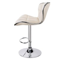 Leopard Shell Back Adjustable Swivel Bar Stools, Pu Leather Padded With Back, 1 Chair ( Beige )