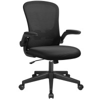 Devoko Office Desk Chair Ergonomic Mesh Chair Lumbar Support With Flip Up Arms And Adjustable Height (Grey)