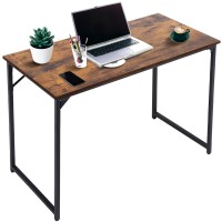 Hcy Computer Desk 47 Writing Desk Home Office Study Workstation Modern Pc Laptop Sturdy Simple Gaming Desk With Metal Frame(Brown) 47X24X29