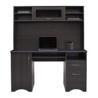 Realspacea Pelingo 56W Desk With Hutch, Dark Gray