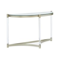 Magnussen Silas Sofa Table, Platinum, Clear Acrylic