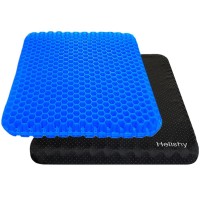 Large Gel Seat Cushion For Long Sitting - Office Chair Car Seat Cushion For Coccyx, Sciatica, Back, Hip & Tailbone Pain Relief - Cooling, Soft & Breathable Pillow With Non-Slip Cover For Wheelchair