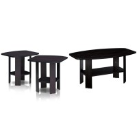 Furinno Simple Design End Table, 2-Pack, Dark Walnut & Simple Design Coffee Table, Espresso