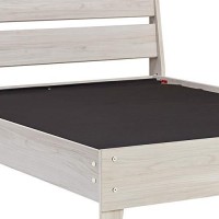 Benjara Wooden Twin Platform Bed With Grains, White