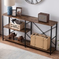 Shocoko Console Table For Entryway, Rustic Long Sofa Table With Shelf, Industrial Storage Entryway Table Hallway Tables, 63 Inch Rustic Brown