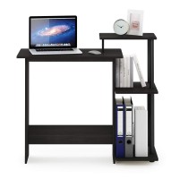 Furinno Efficient Home Laptop Notebook Computer Desk With Square Shelves, Dark Espresso/Black