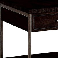 Benjara 1 Drawer Wooden End Table With Metal Frame, Brown