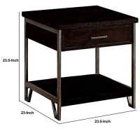 Benjara 1 Drawer Wooden End Table With Metal Frame, Brown