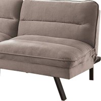 Benjara Fabric Futon Sofa With Split Back And Angled Legs, Gray