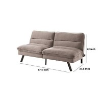 Benjara Fabric Futon Sofa With Split Back And Angled Legs, Gray
