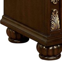 Benjara 3 Drawer Wooden Nightstand With Decorative Accent And Usb Plugin, Brown