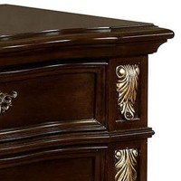 Benjara 3 Drawer Wooden Nightstand With Decorative Accent And Usb Plugin, Brown