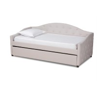 Baxton Studio Becker Modern And Contemporary Transitional Beige Fabric Upholstered Twin Size Daybed With Trundle