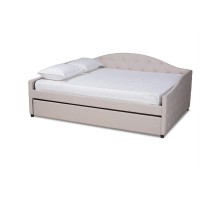 Baxton Studio Becker Transitional Beige Queen Size Daybed With Trundle