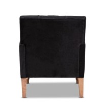 Baxton Studio Eri Contemporary Glam And Luxe Black Velvet Upholstered And Walnut Brown Finished Wood Armchair