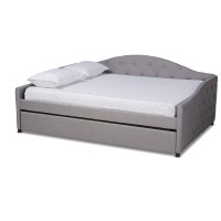 Baxton Studio Becker Modern And Contemporary Transitional Grey Fabric Upholstered Full Size Daybed With Trundle