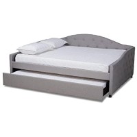 Baxton Studio Becker Modern And Contemporary Transitional Grey Fabric Upholstered Full Size Daybed With Trundle