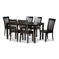 Baxton Studio Erion Modern And Contemporary Dark Brown Finished Wood 7-Piece Dining Set