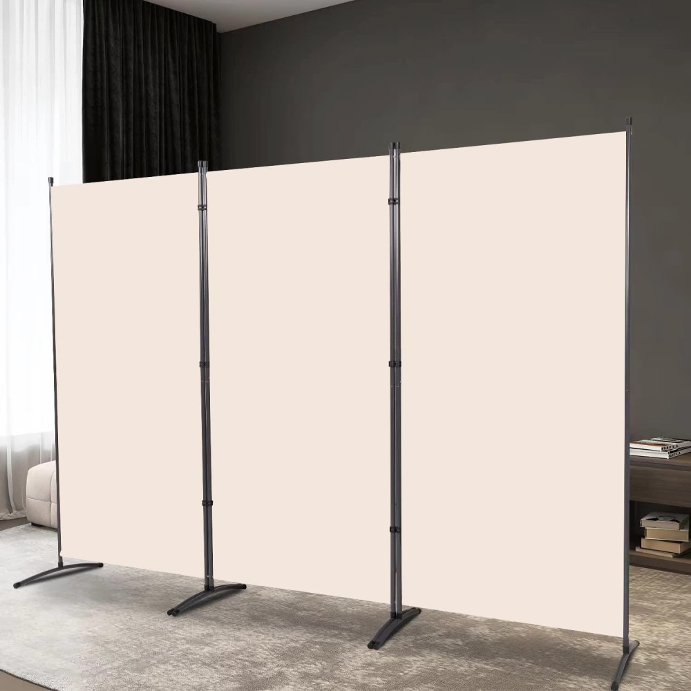 Yasrkml 3 Panel Room Divider, Folding Privacy Screen For Office, Partition Room Separators, Freestanding Room Fabric Panel 102X71.3, Beige, (Rd202104)