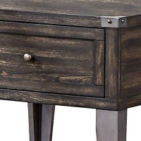 Benjara 1 Drawer Wooden End Table With Metal Angled Legs, Brown