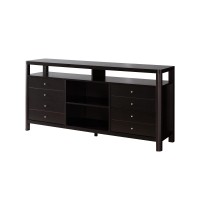 Benjara 60 Inches 8 Drawer Tv Stand With Open Compartments Brown
