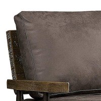 Benjara 5725 Inches Upholstered Loveseat With Metal Legs, Brown