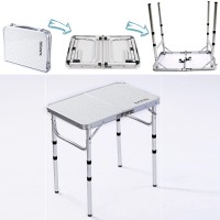 Yufifairy Small Folding Table Portable, 24''L X16''W Foldable Camp Table With 3 Adjustable Height, Indoor Outdoor Lightweight Aluminum Table For Outdoor Cooking Picnic, (3 Heights)