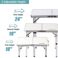 Yufifairy Small Folding Table Portable, 24''L X16''W Foldable Camp Table With 3 Adjustable Height, Indoor Outdoor Lightweight Aluminum Table For Outdoor Cooking Picnic, (3 Heights)