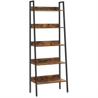 Vasagle Bookshelf, 5-Tier Narrow Book Shelf, Ladder Shelf For Home Office, Living Room, Bedroom, Kitchen, Rustic Brown And Black Ulls067B01