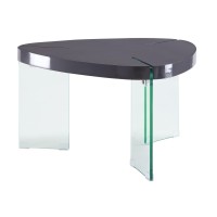 Benjara 30 Inches Plectrum Top Coffee Table With Glass Legs, Gray
