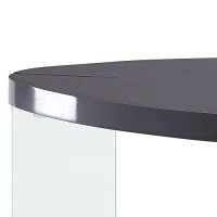 Benjara 30 Inches Plectrum Top Coffee Table With Glass Legs, Gray