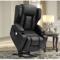 Na Na Electric Power Lift Recliner Chair For Elderly With Massage And Heat, Motorized Recliner Sofa For Living Room With Remote Control, 2 Cup Holders, Usb Port And 2 Side Pockets(Brown)
