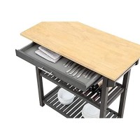 Convenience Concepts Designs2Go 3-Tier Kitchen Prep Island With Drawer, Butcher Block/Wirebrush Dark G