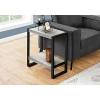 Monarch Specialties Rectangular Side End 1 Storage Shelf-For Living Room Or Bedroom Accent Table, 24 H, Grey Reclaimed Wood-Look/Black Metal