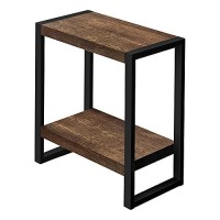 Monarch Specialties Rectangular Side End 1 Storage Shelf-For Living Room Or Bedroom Accent Table, 24 H, Brown Reclaimed Wood-Look/Black Metal